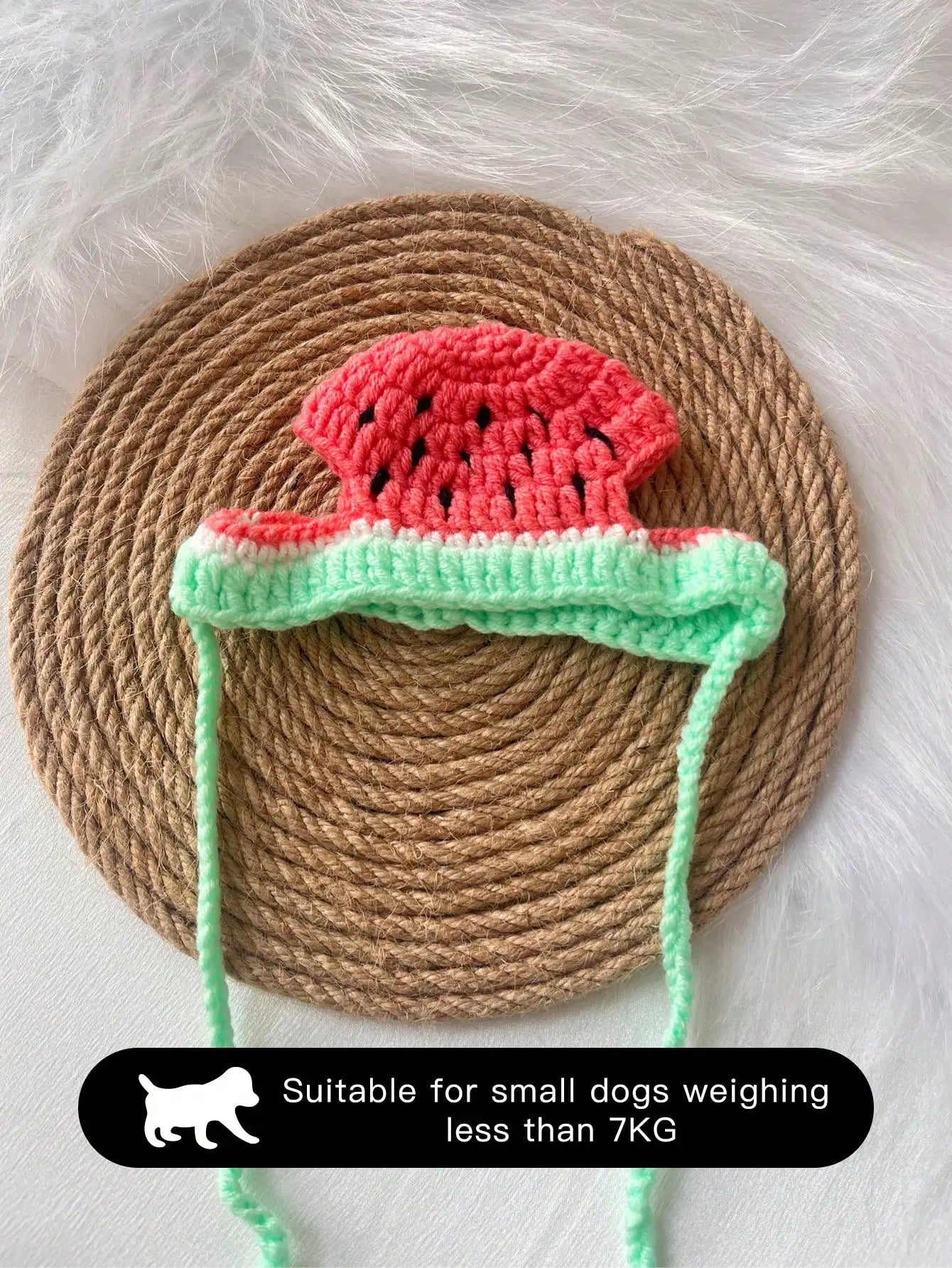 Hand-Crocheted Pet Hat in Strawberry Design for Small Dogs