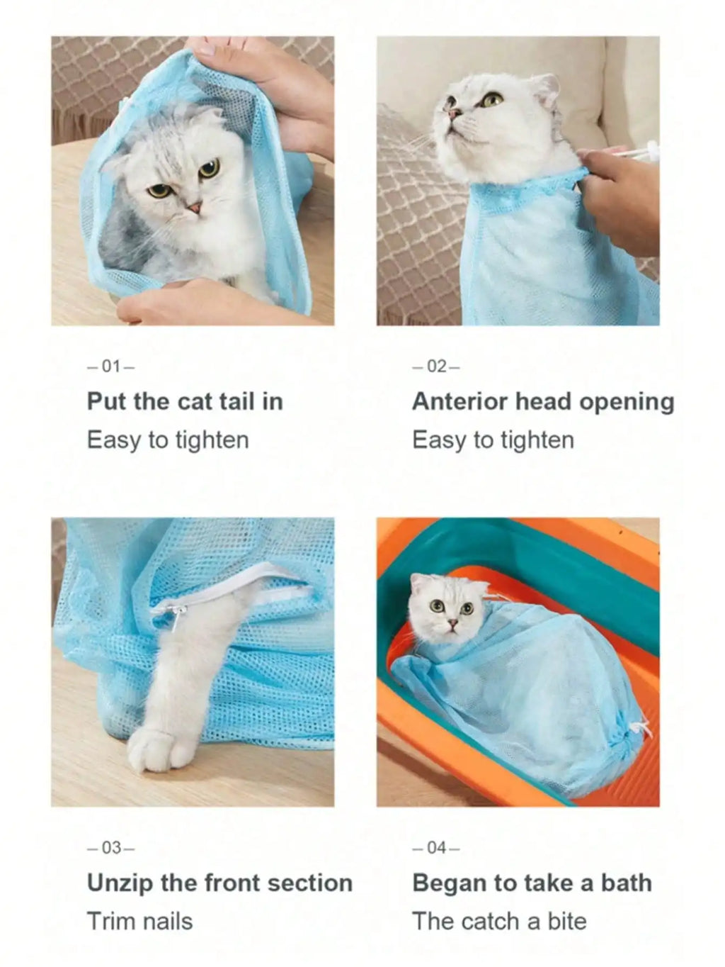 Upgraded Mesh Pet Bathing Bag for Cats & Small Dogs