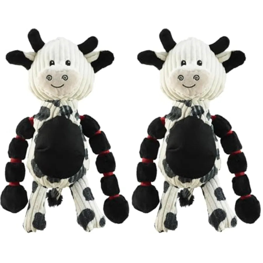 Thunda Tugga Cow Plush Squeaky Dog Tug Toy Pack of 2