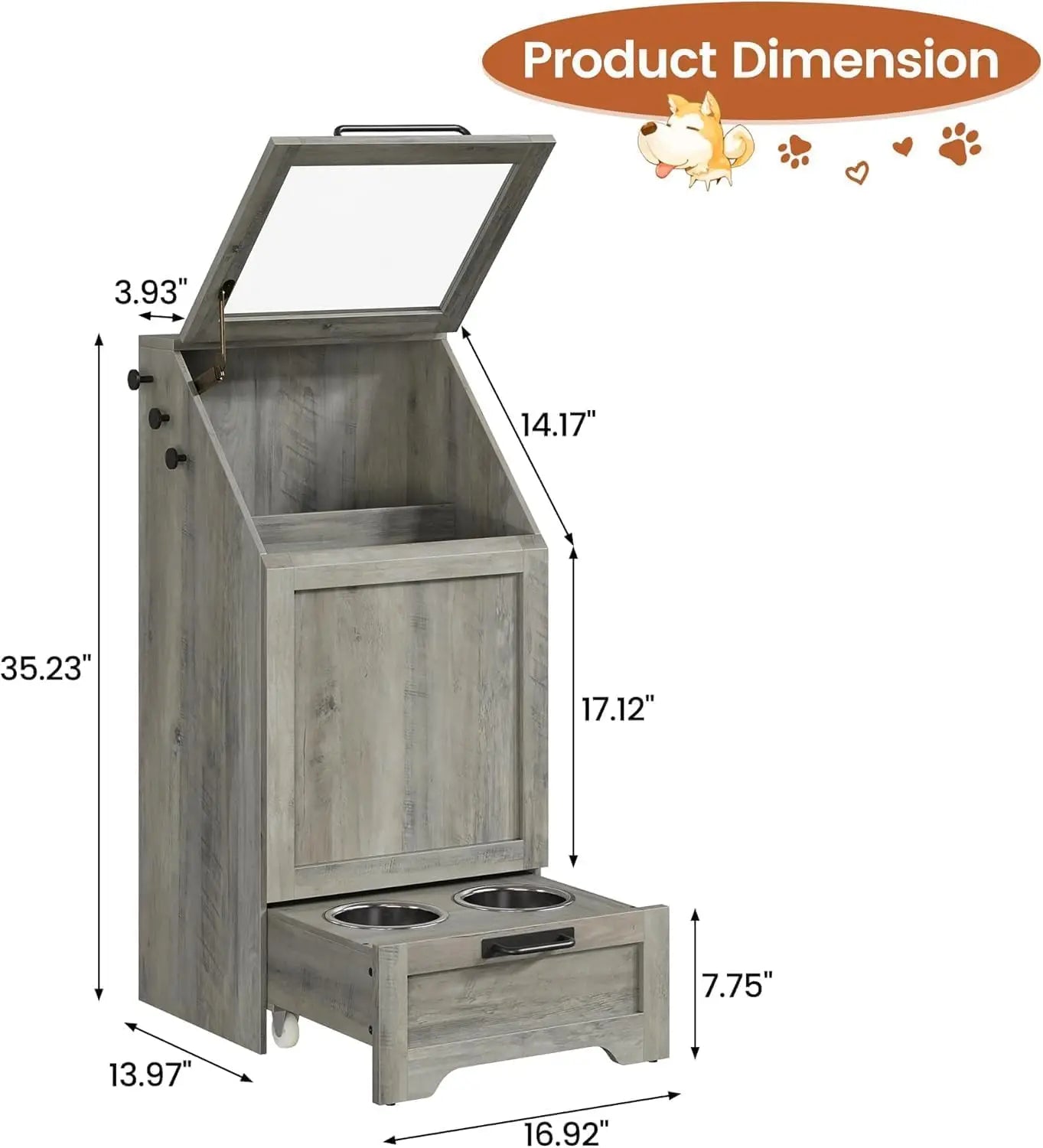 Dog Food Storage Cabinet with Hanger for Feeding