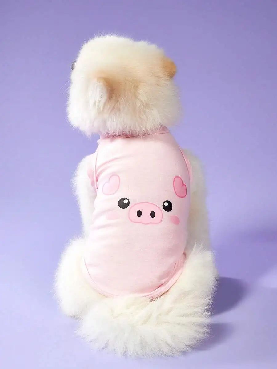 2-Pack Pet Vest for Dogs Cats  Pink Pig Face & Heart