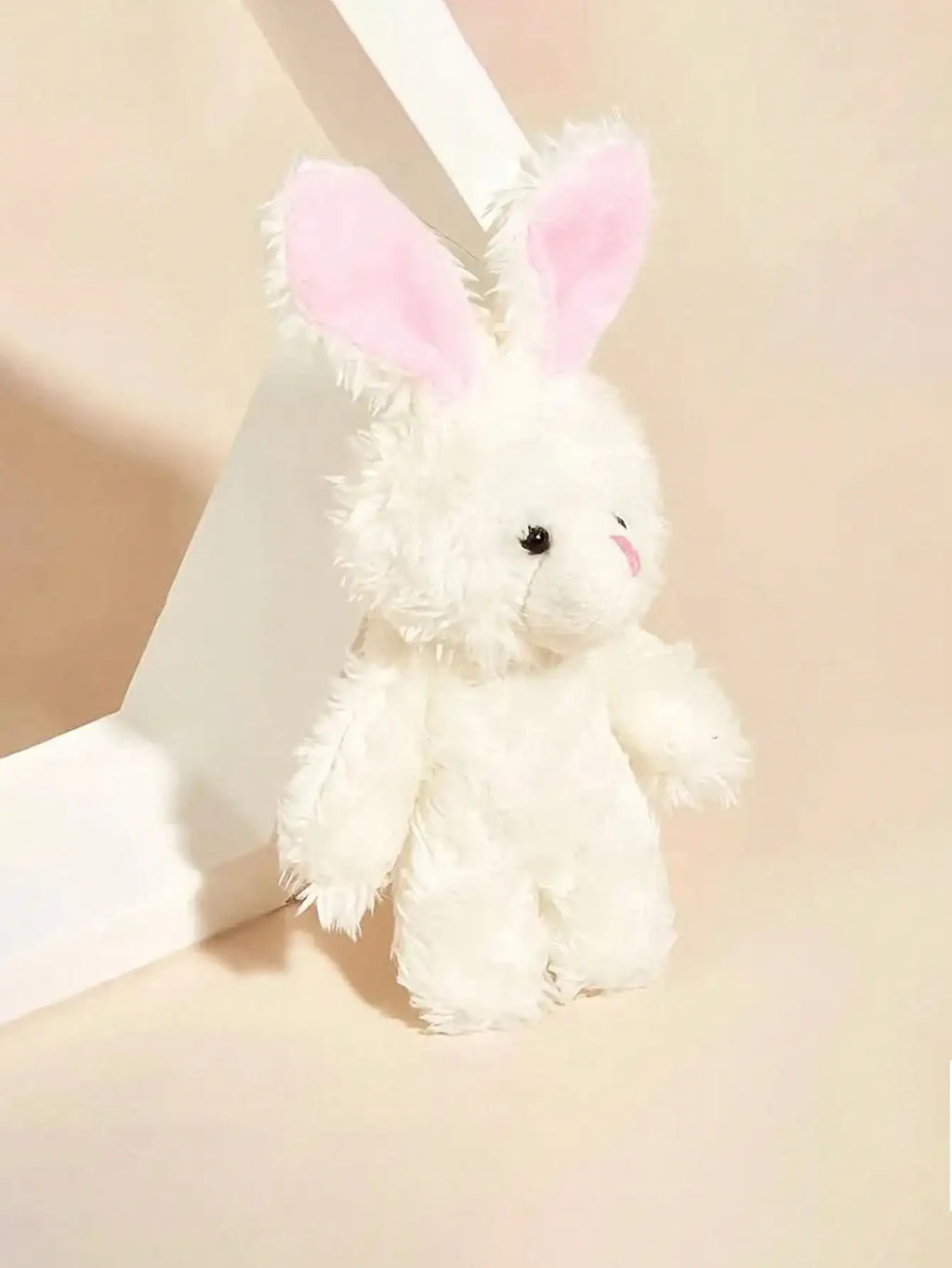 3-Pack White Plush Rabbit Dog Toys with Pink Ears