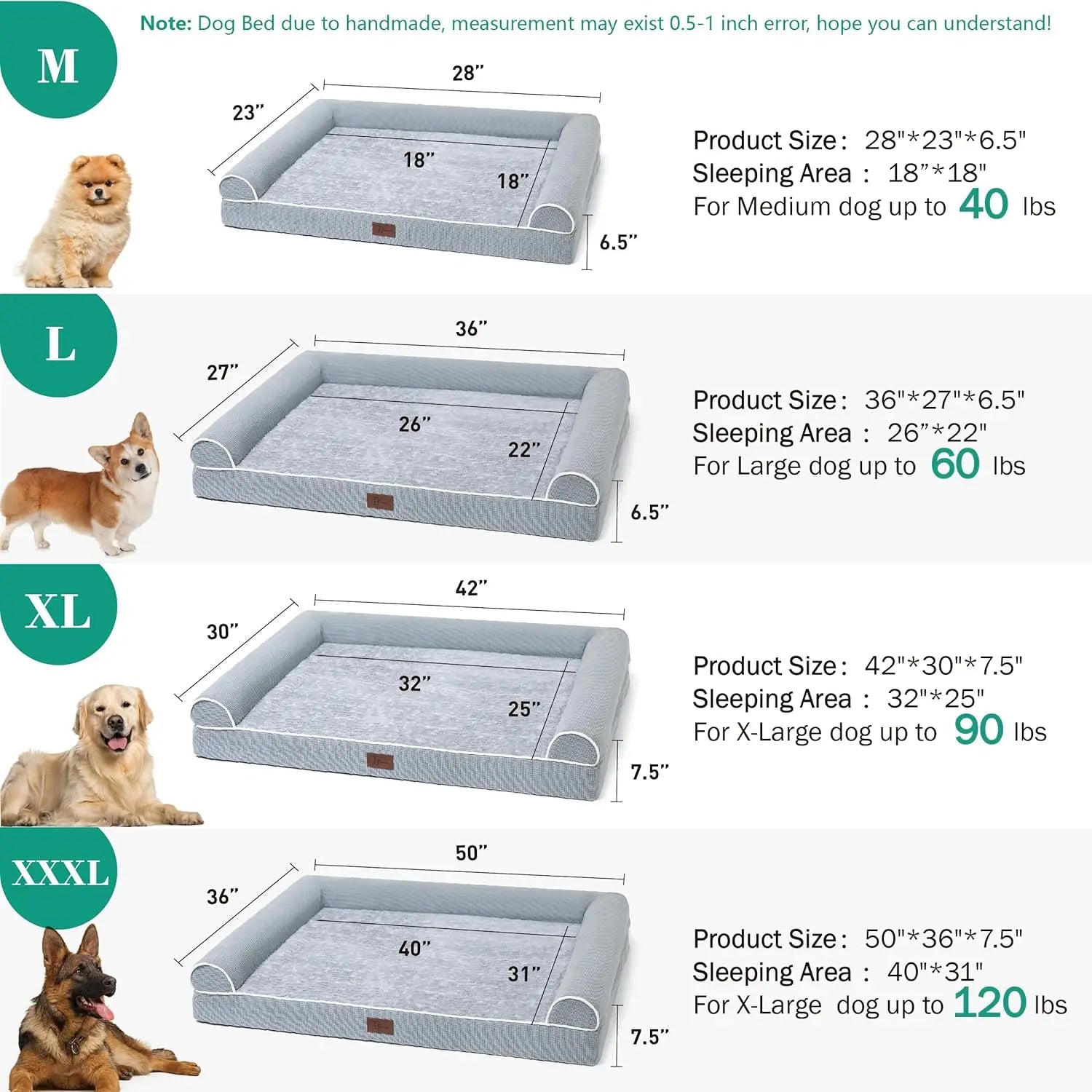 Waterproof Orthopedic Dog Bed with Removable Cover,