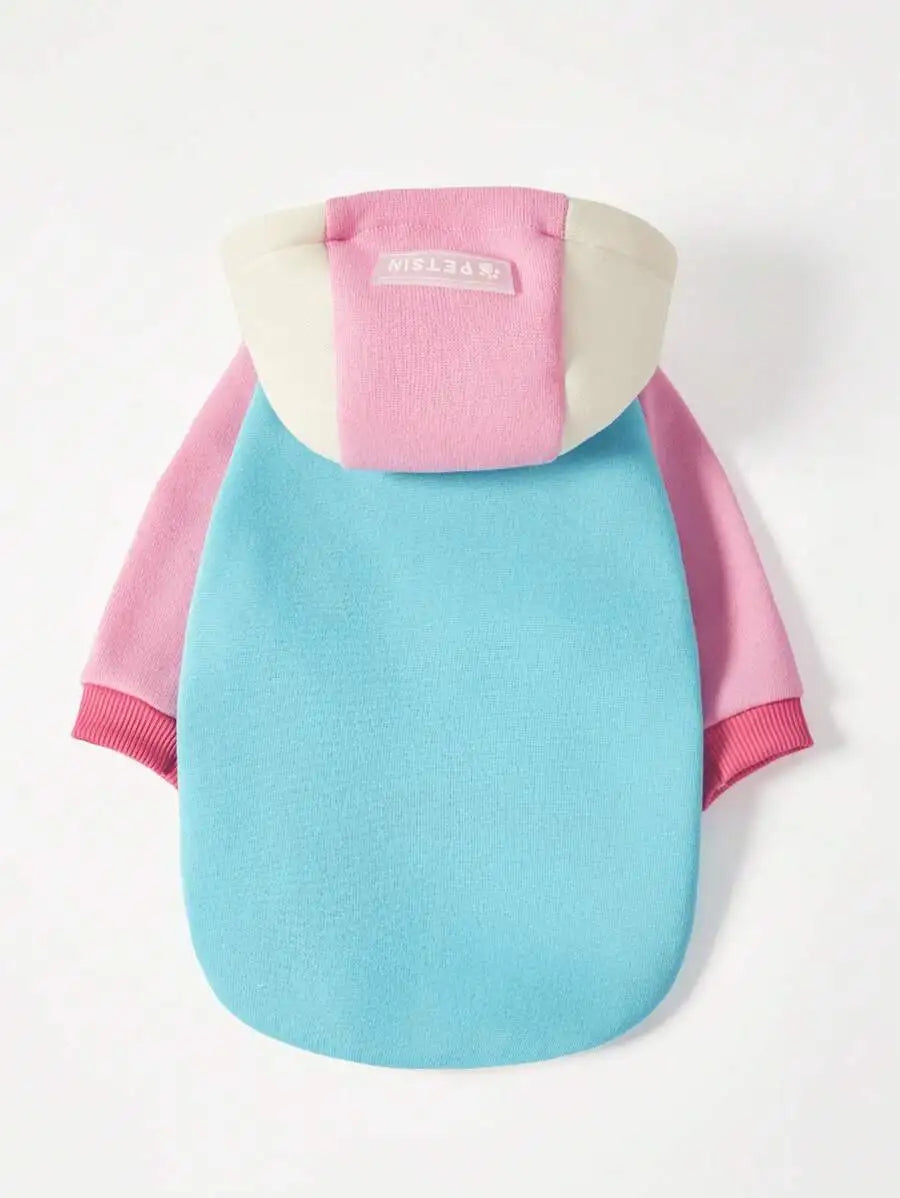 Orange Hooded Pet Sweatshirt with Thermal Lining for Dogs