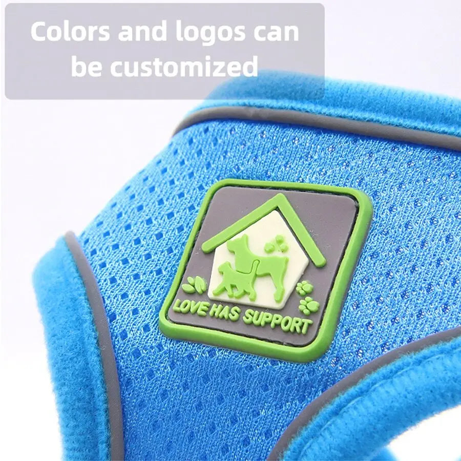 Blue Mesh Adjustable Dog Harness and Leash