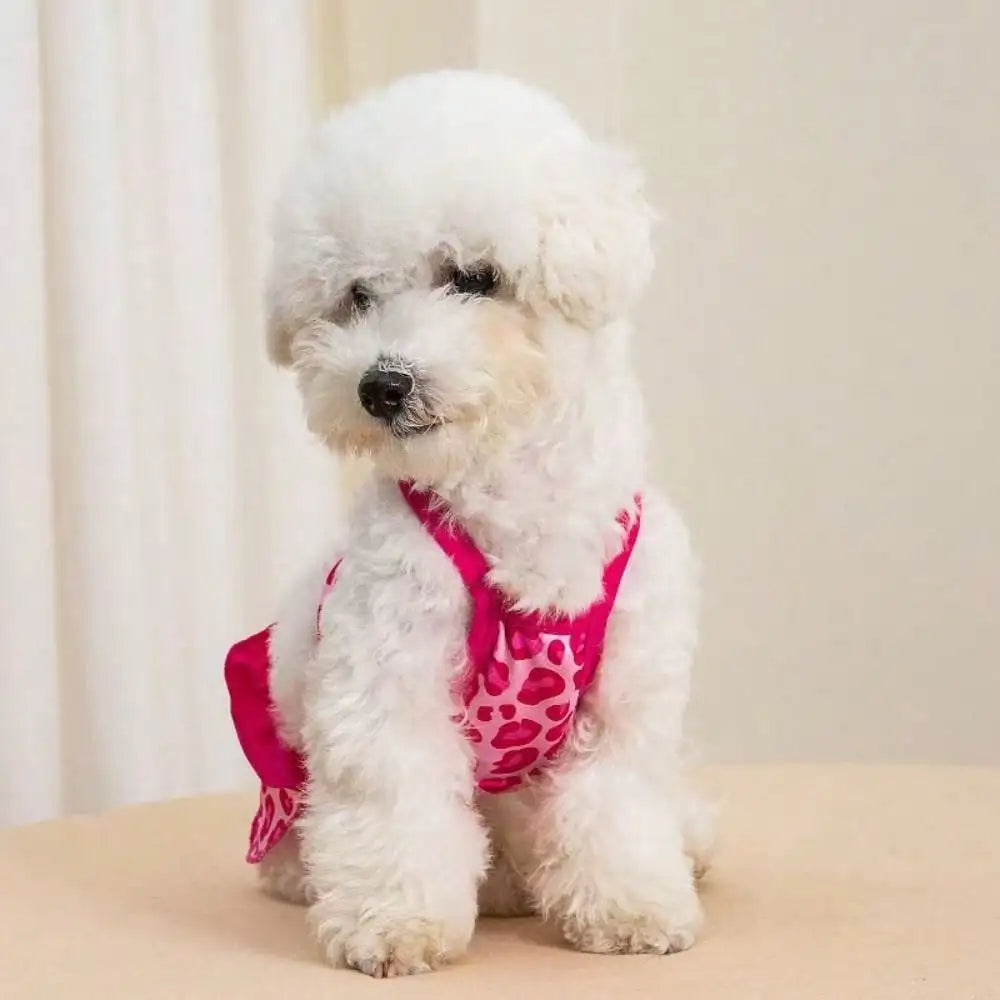 Pink Heart Print Dog Bikini Dress for Beach & Photoshoots