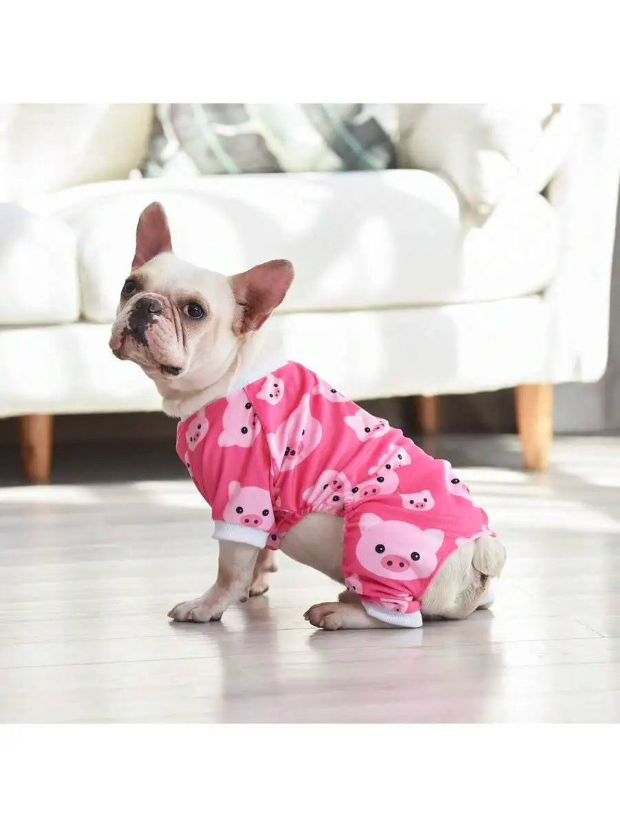 Space-Themed Dog Pajamas with Rocket & Planet Print,