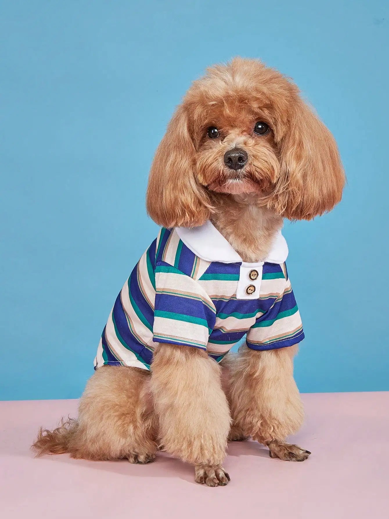 Yellow Striped Polo-Style Pet Shirt for Dogs and Cats, Casual Wear