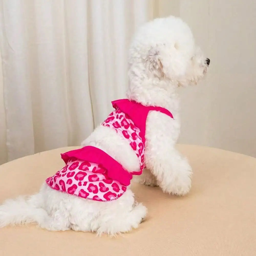 Pink Heart Print Dog Bikini Dress for Beach & Photoshoots