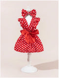 Red Polka Dot Ruffled Dress with Bow for Small Pets