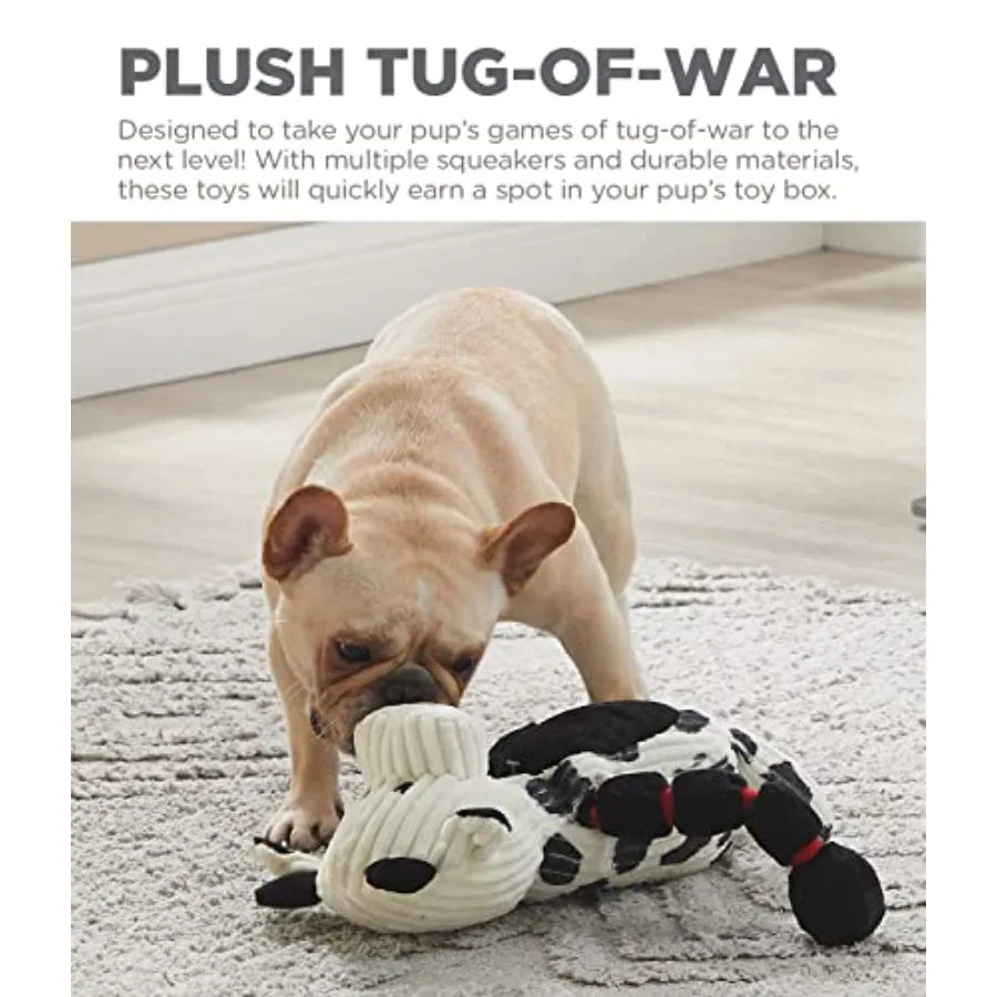 Thunda Tugga Cow Plush Squeaky Dog Tug Toy Pack of 2