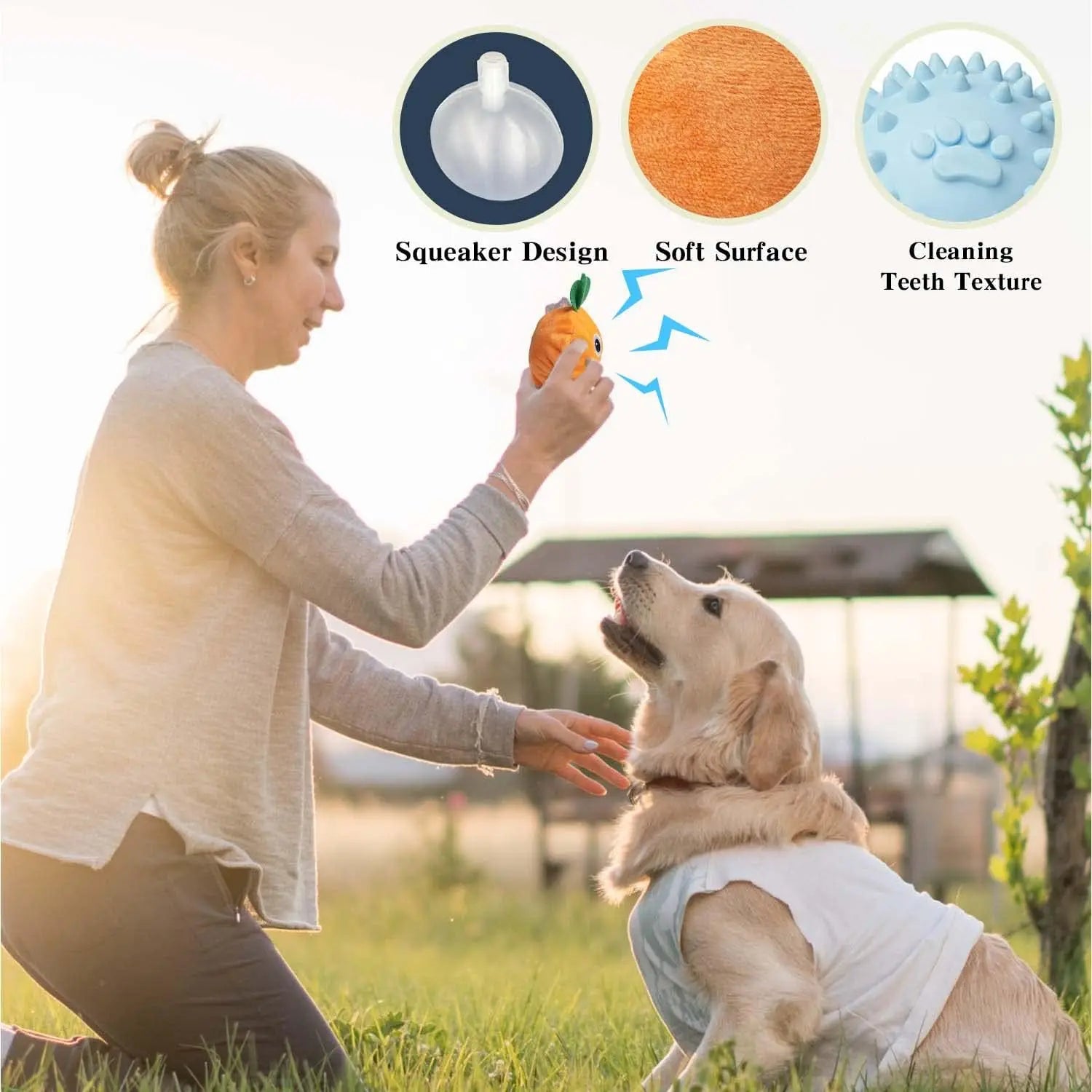 Squeaky Easter Dog Toys with Ball, 3-in-1 Plush Chew Toy