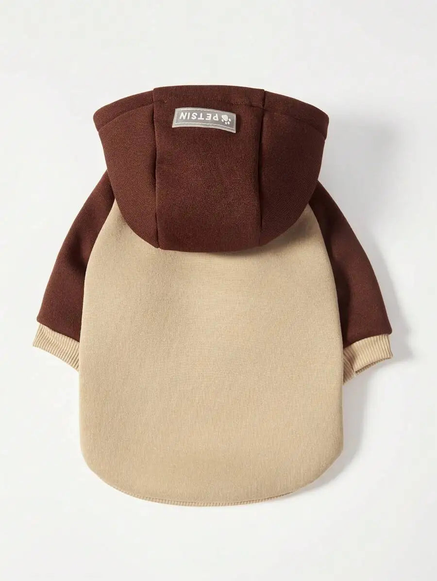 Orange Hooded Pet Sweatshirt with Thermal Lining for Dogs