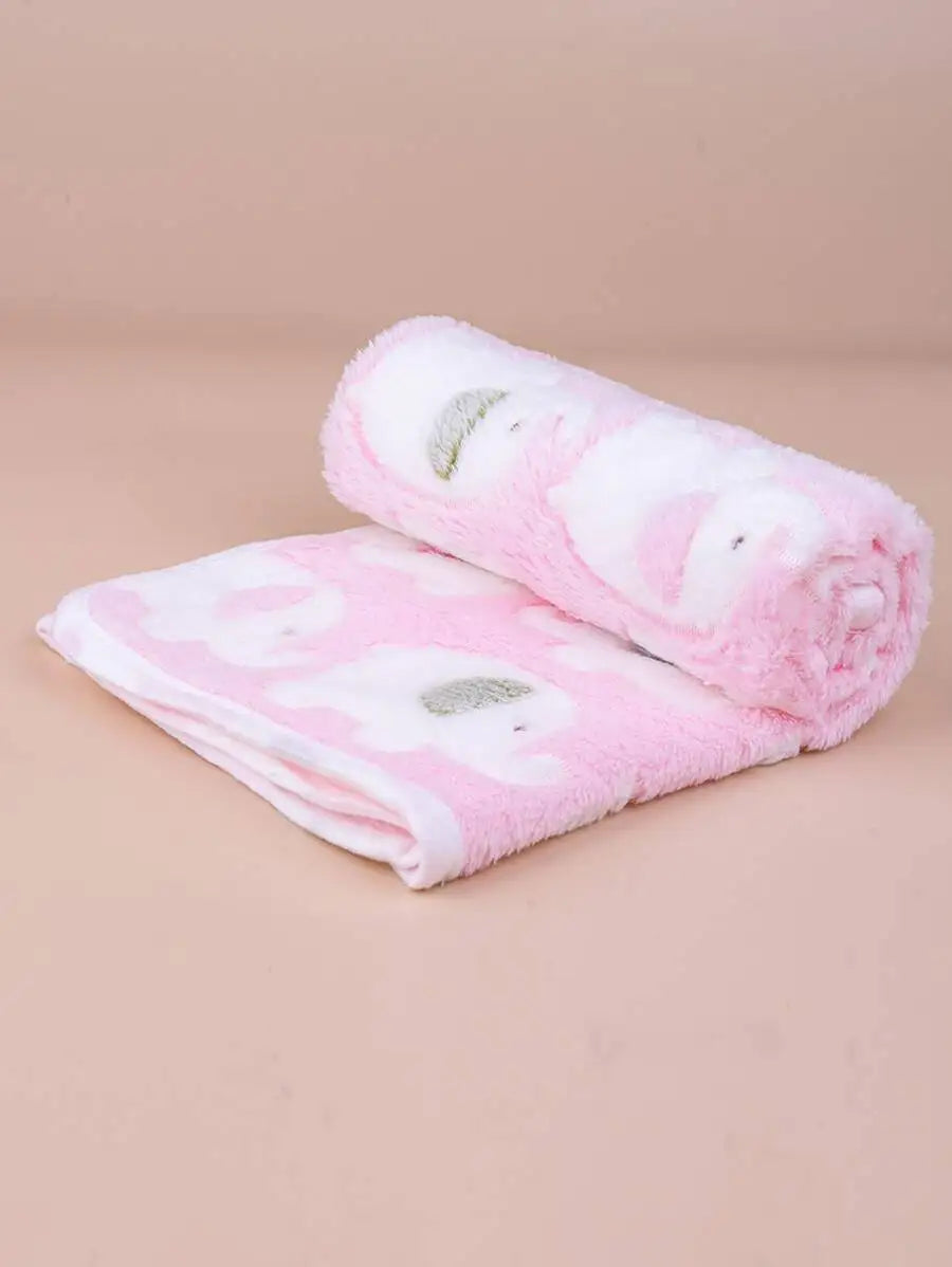 Soft Coral Fleece Blanket with  Animal Print