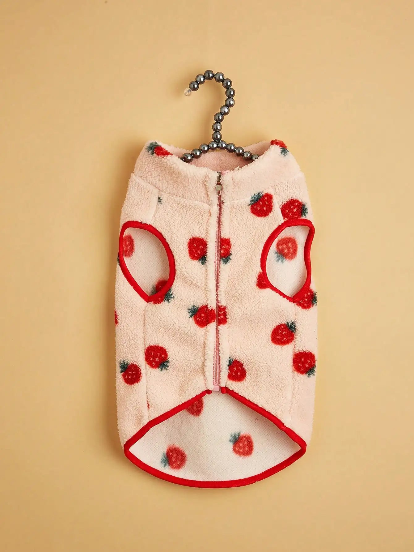 1pc Cream & Black Patchwork Plush Pet Vest for Dogs Cats,