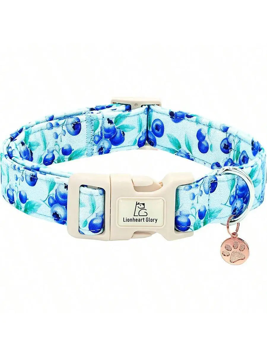 Adjustable Dog Collar with Forest Night Print, Durable Buckle
