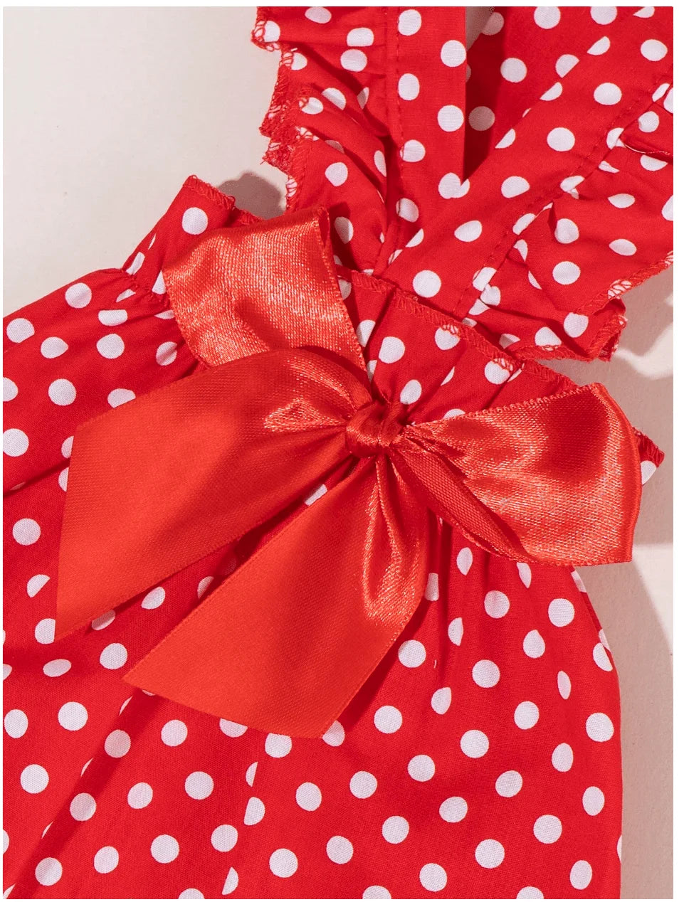 Red Polka Dot Ruffled Dress with Bow for Small Pets