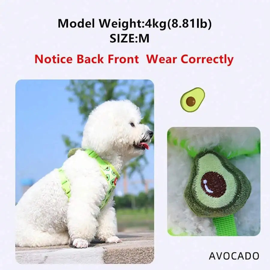 Avocado Print Adjustable Pet Harness and Leash Set