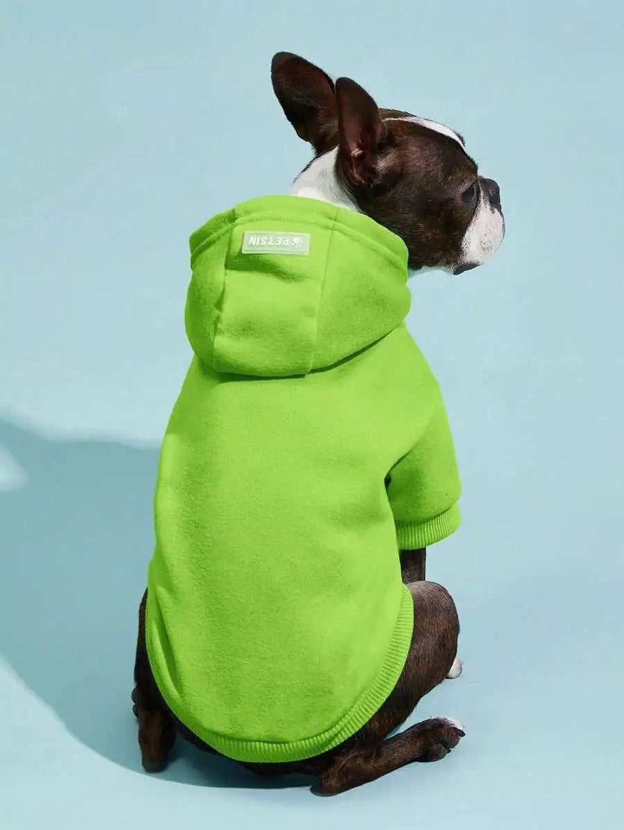 Orange Hooded Pet Sweatshirt with Thermal Lining for Dogs