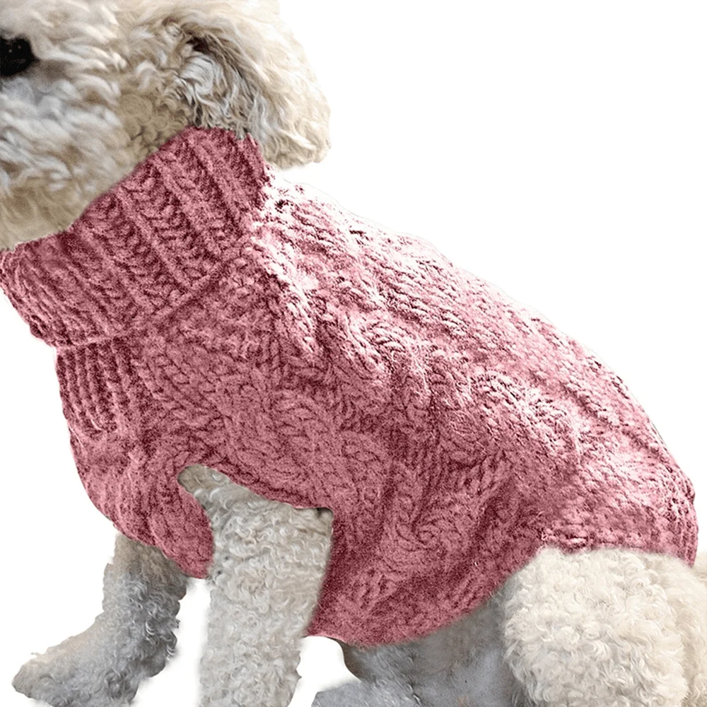 Cable Knit Turtleneck Pet Sweater for Small Dogs