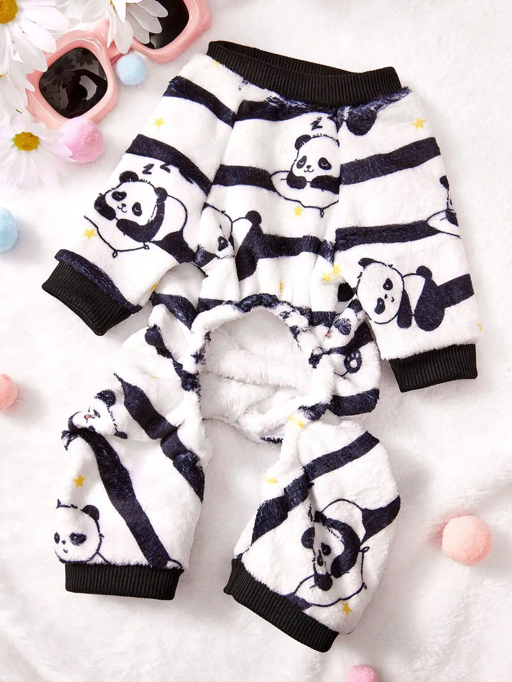 Black and White Striped Fleece Jumpsuit
