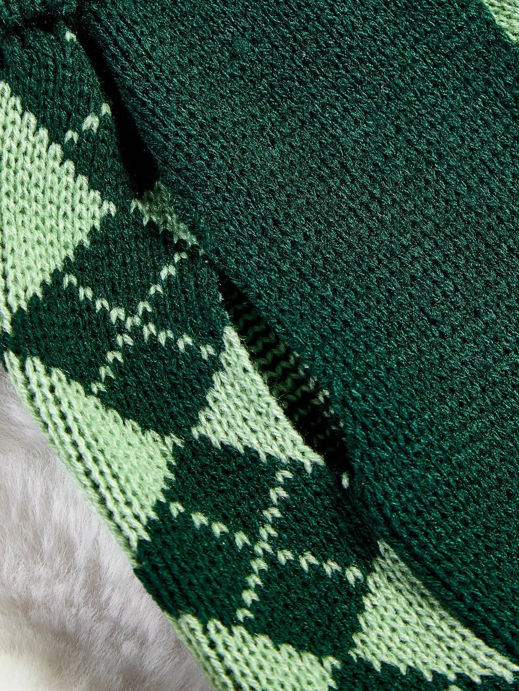 Green Argyle Knit Dog Sweater for Autumn Winter
