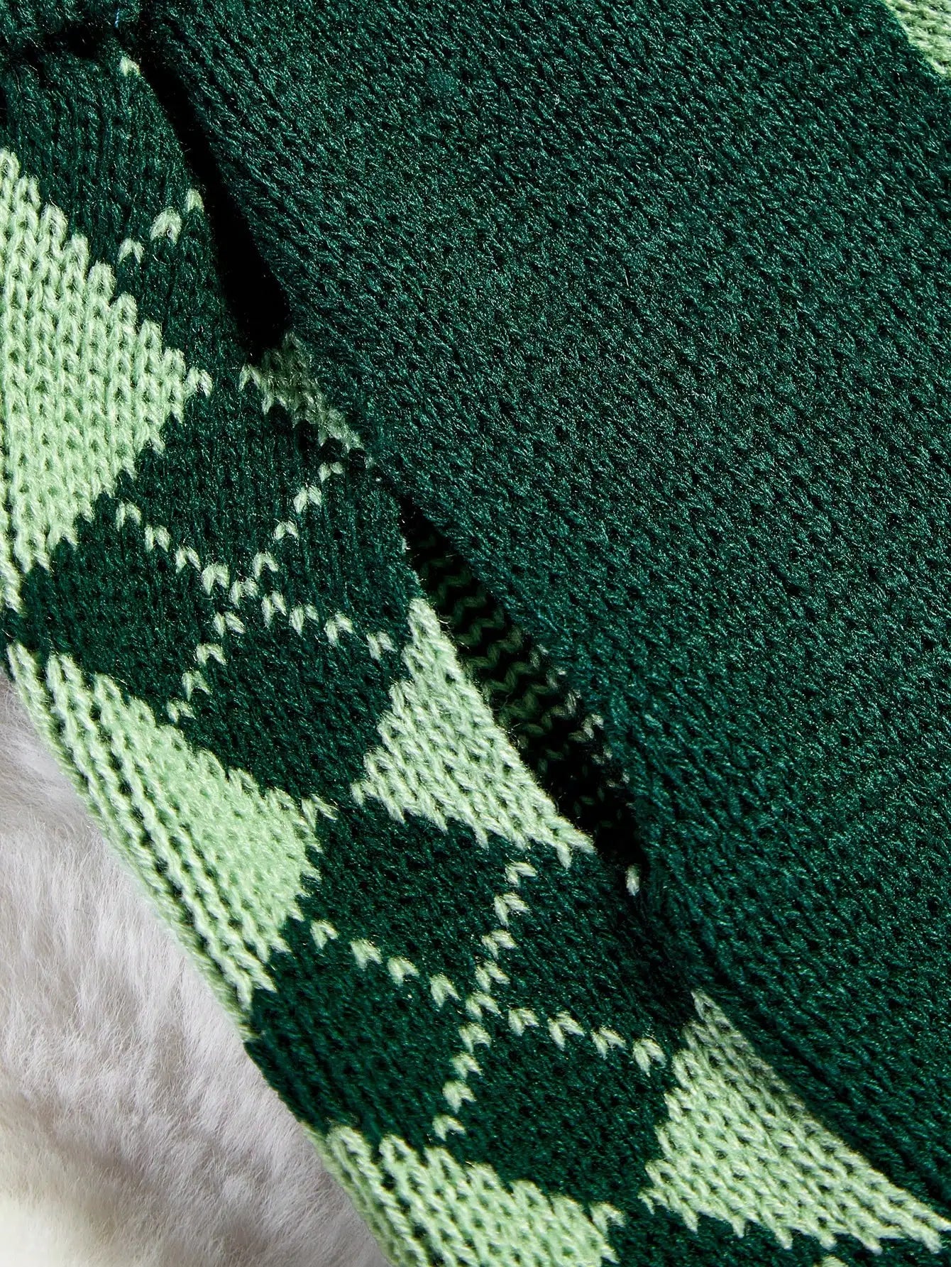 Green Argyle Knit Dog Sweater for Autumn Winter
