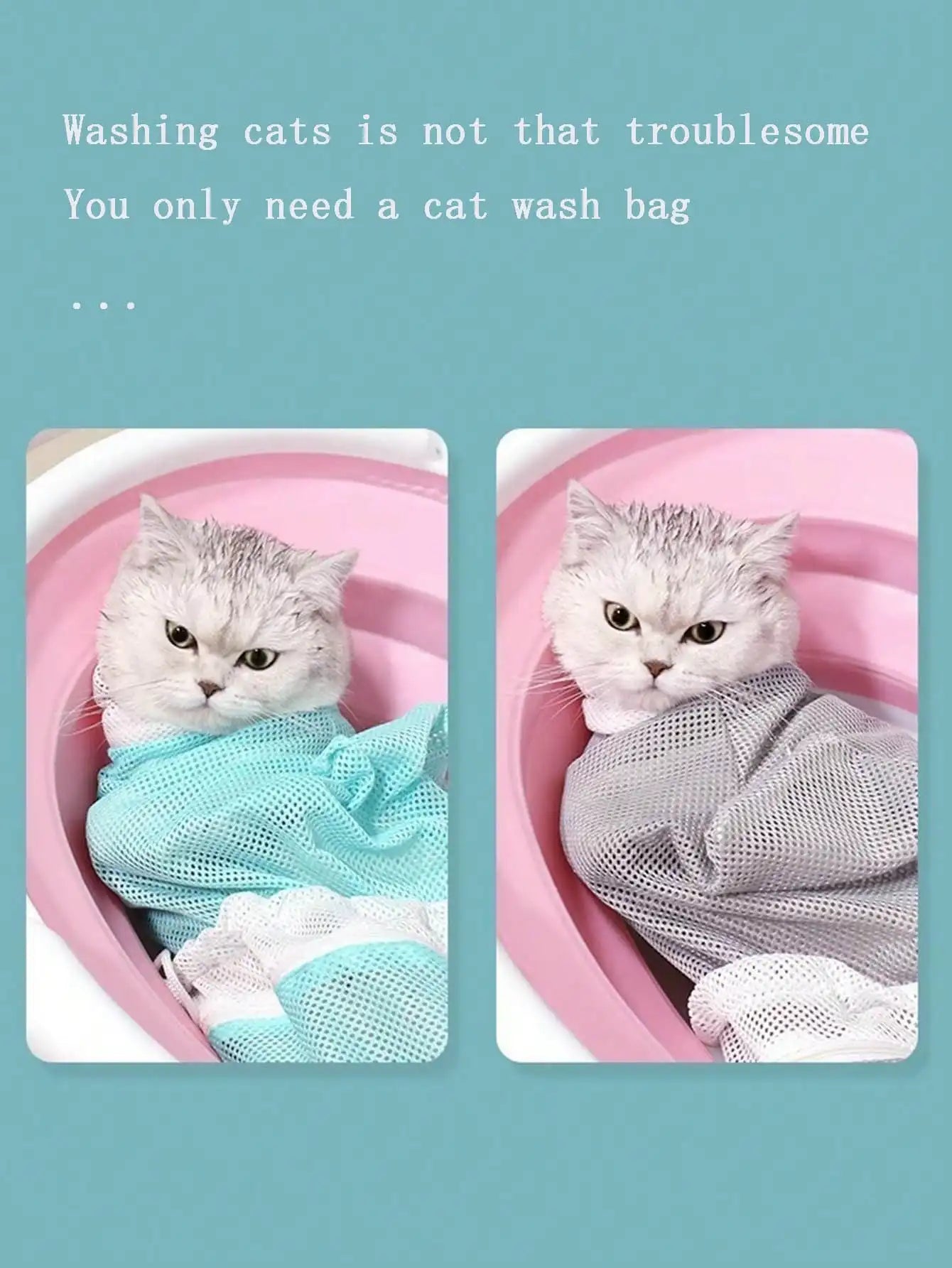Upgraded Mesh Pet Bathing Bag for Cats & Small Dogs