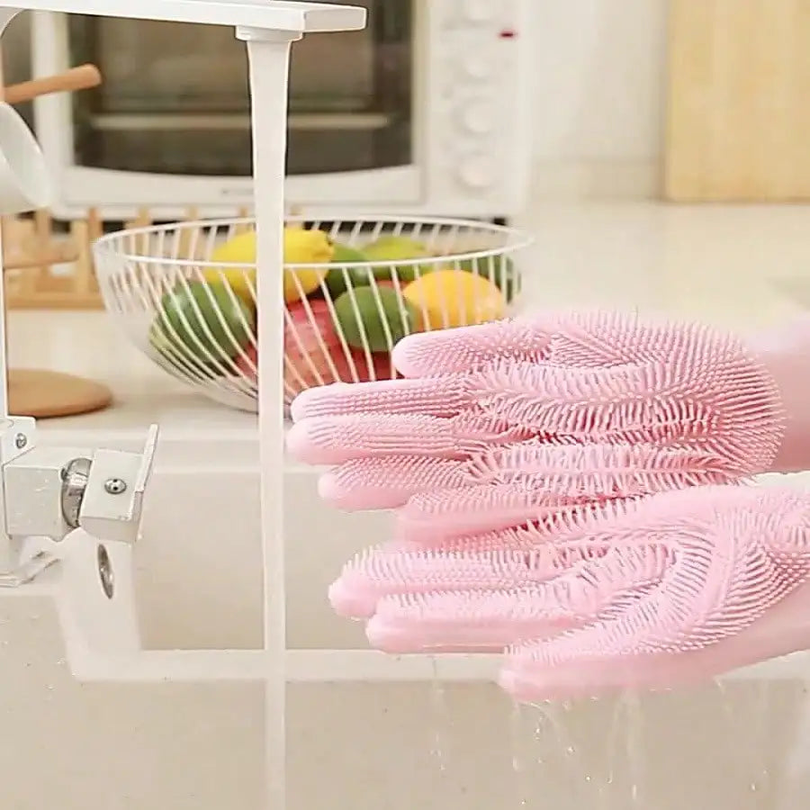 1 Pair Blue Silicone Pet Grooming Gloves