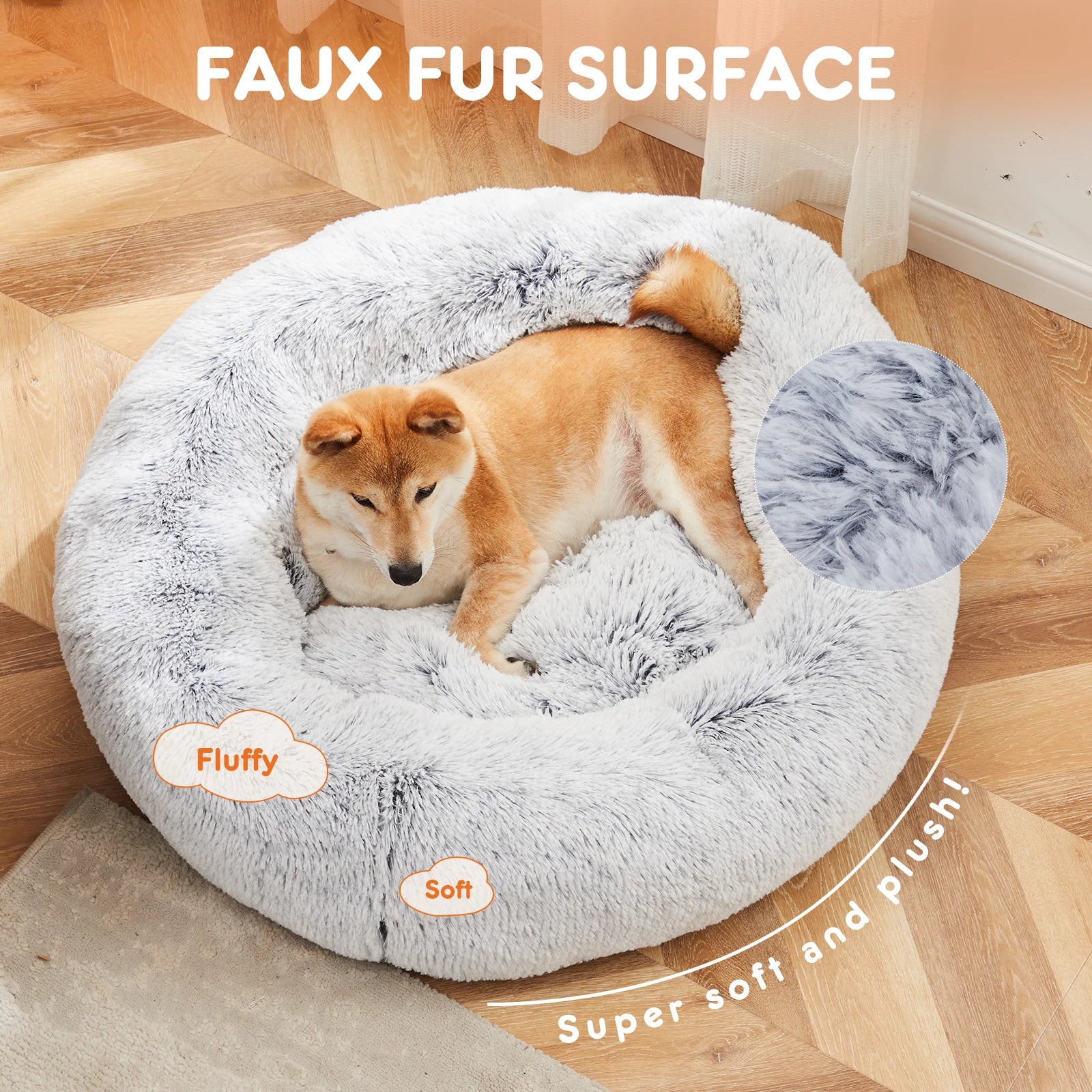 Washable Large Pet Bed Anti-Slip Fluffy Dog Bed For Home