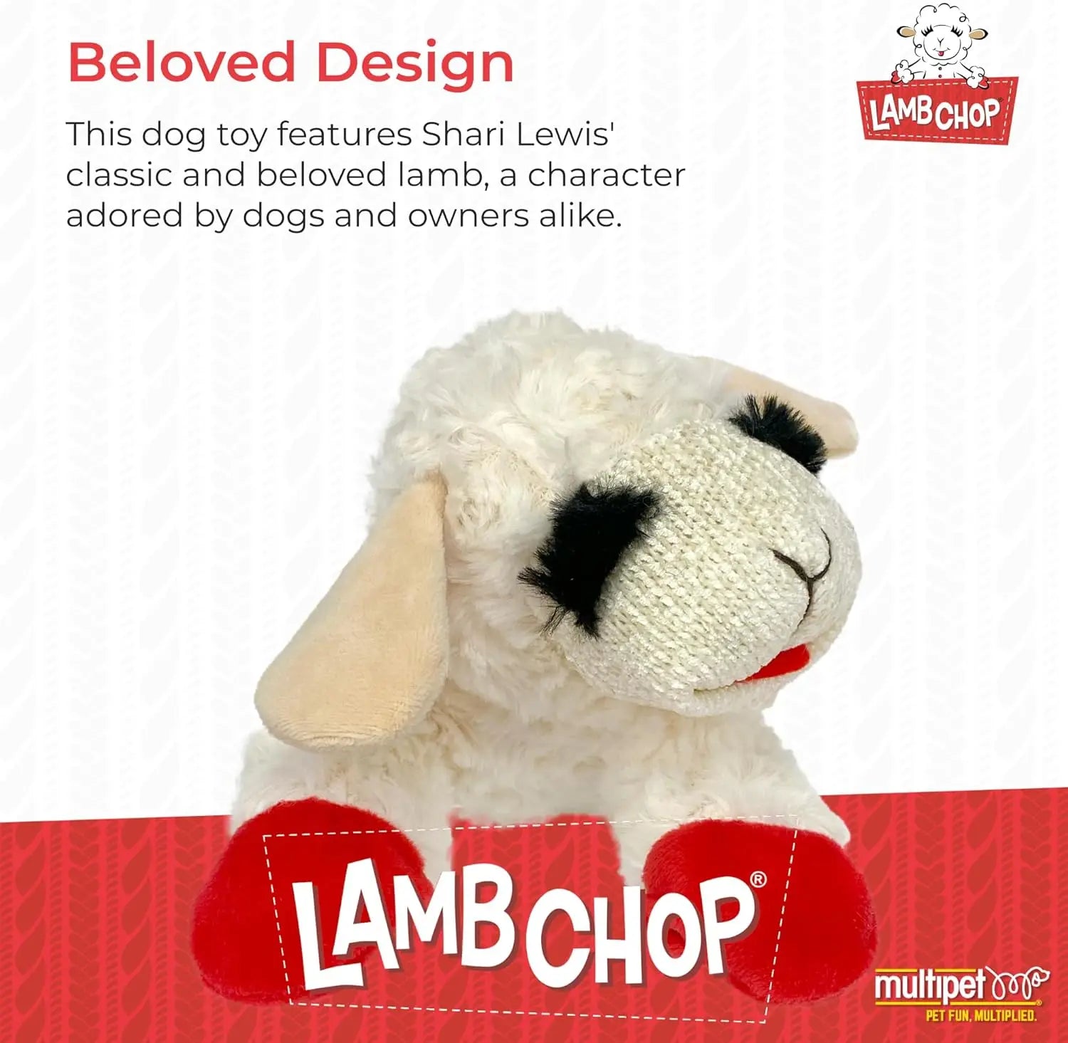 Lamb Chop Plush Dog Toy with Squeakers