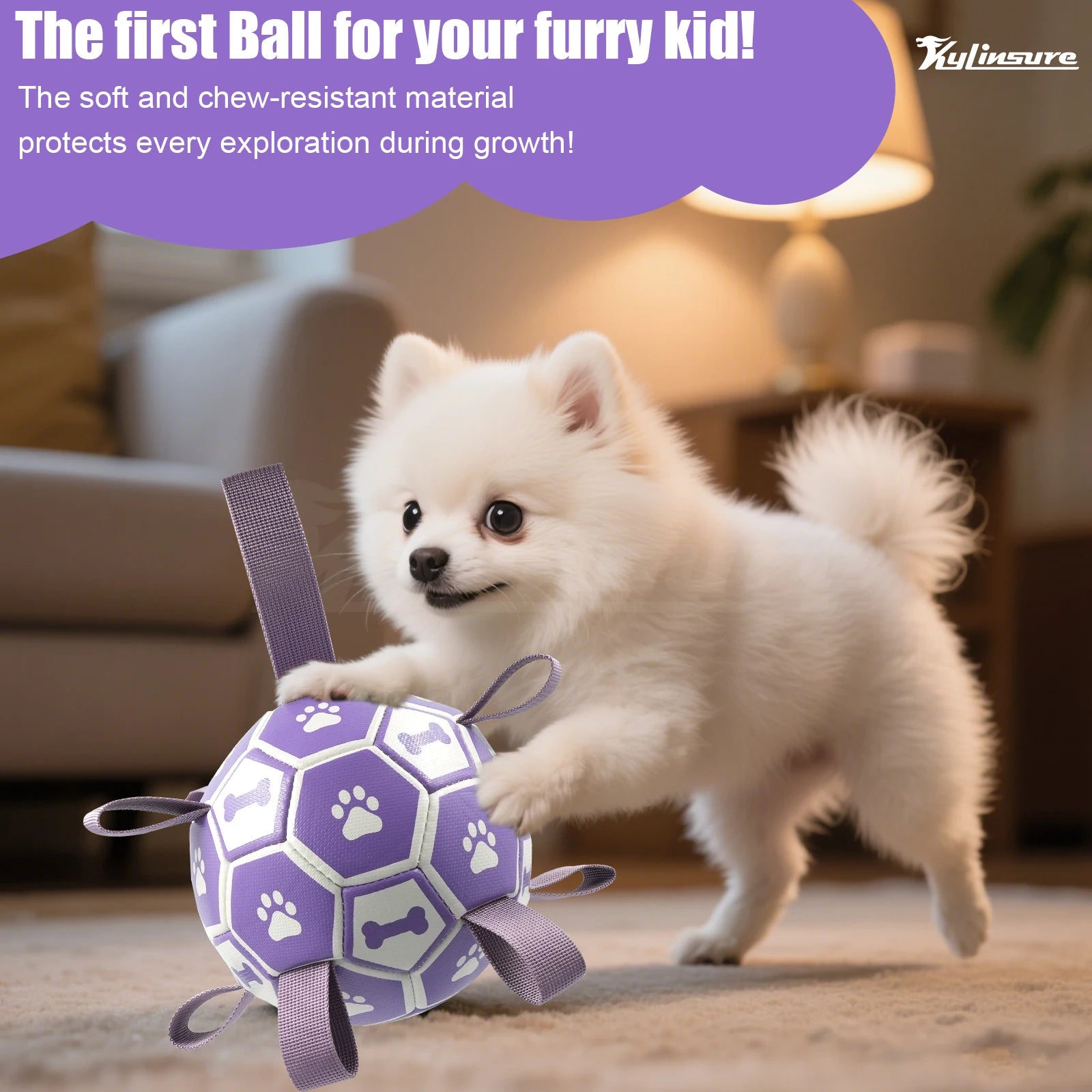 Dog Toys Soccer Ball with Straps,