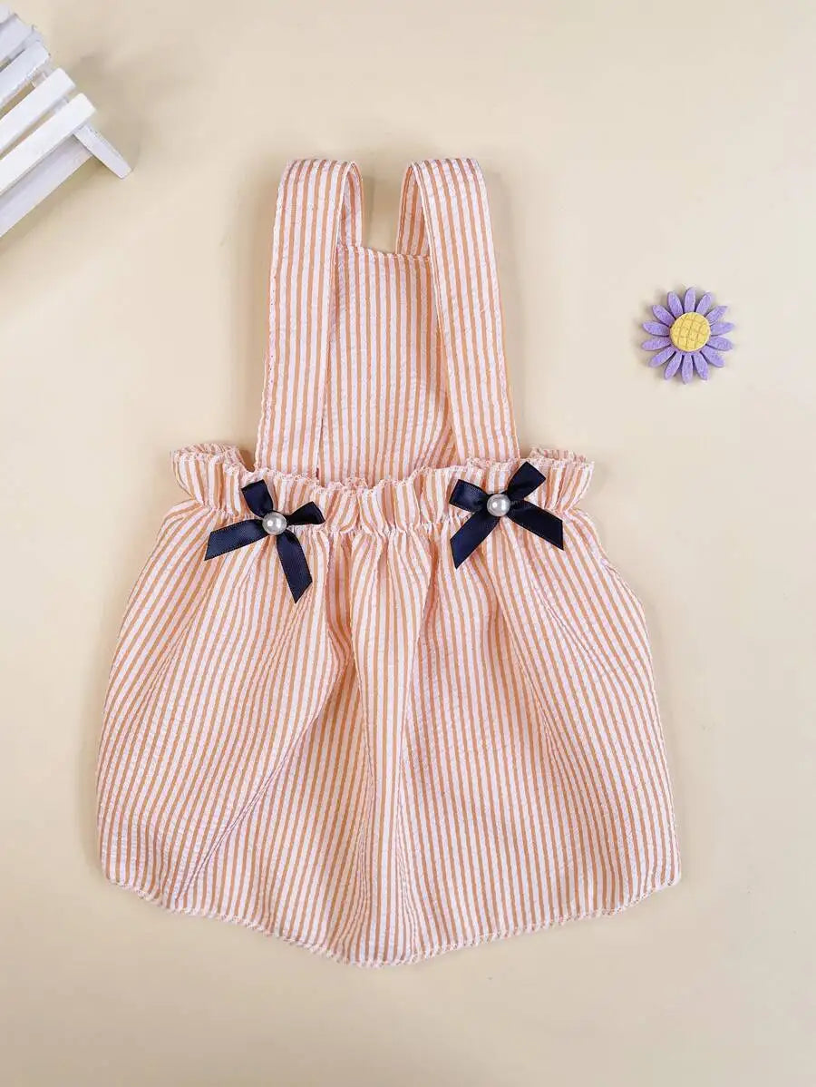 Orange & White Striped Pet Dress  for Small Dogs