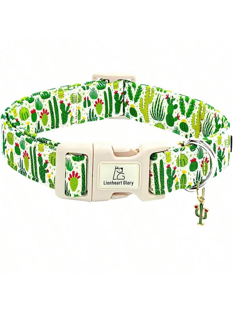 Adjustable Dog Collar with Forest Night Print, Durable Buckle