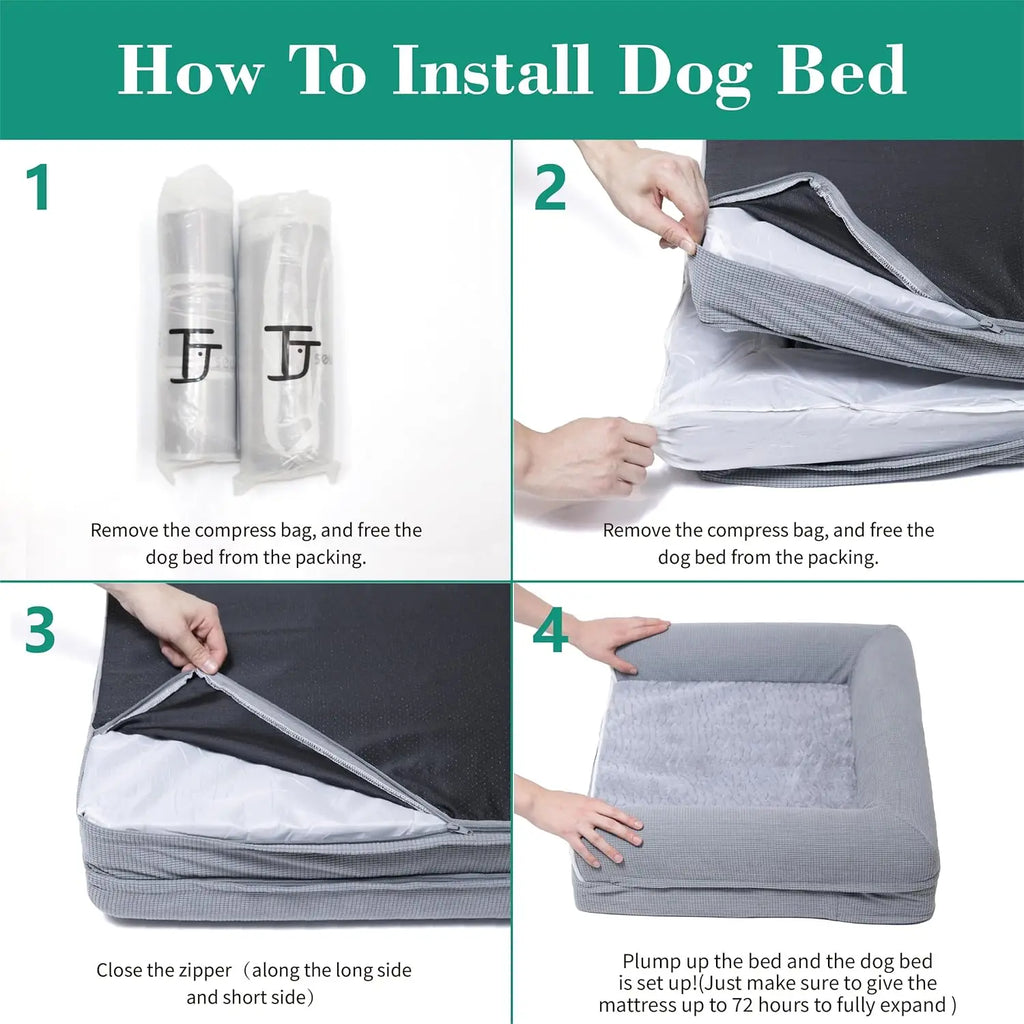 Waterproof Orthopedic Dog Bed with Removable Cover,