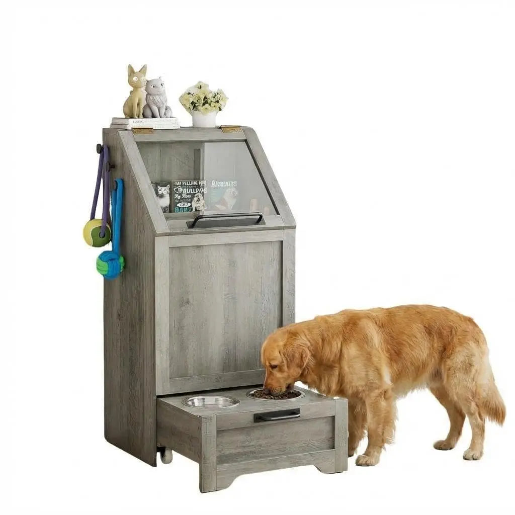Dog Food Storage Cabinet with Hanger for Feeding