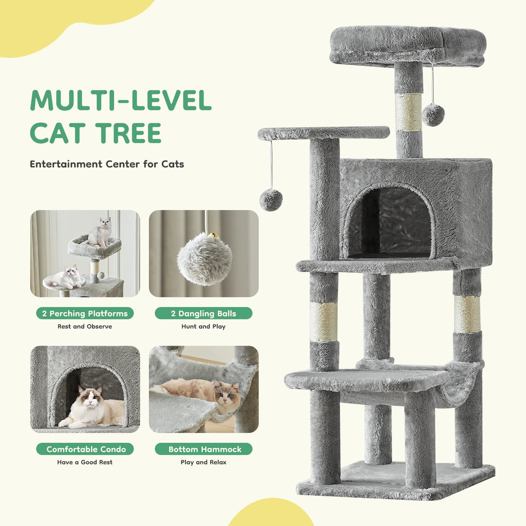 44In Cat Tree Tall Multi-Cat Climbing Tower for Indoor Cat