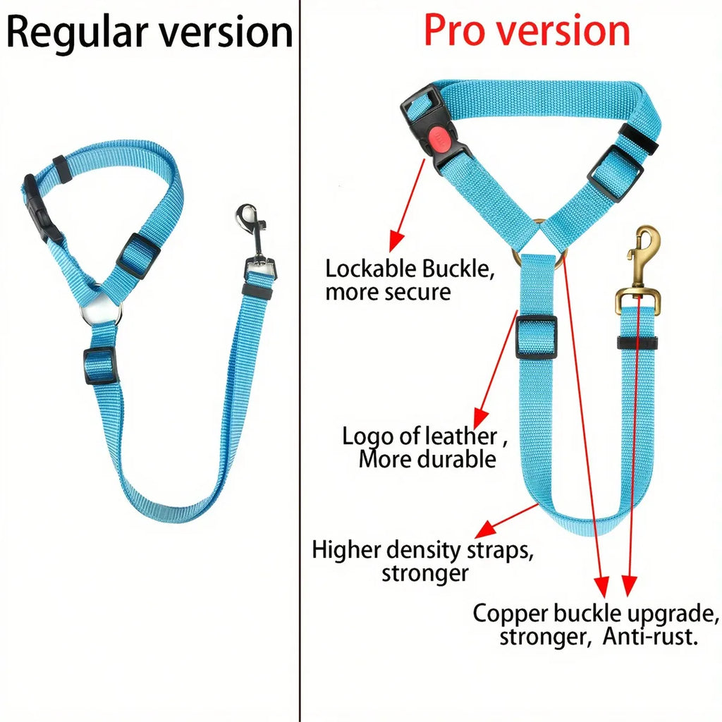 Blue Adjustable Pet Car Safety Harness