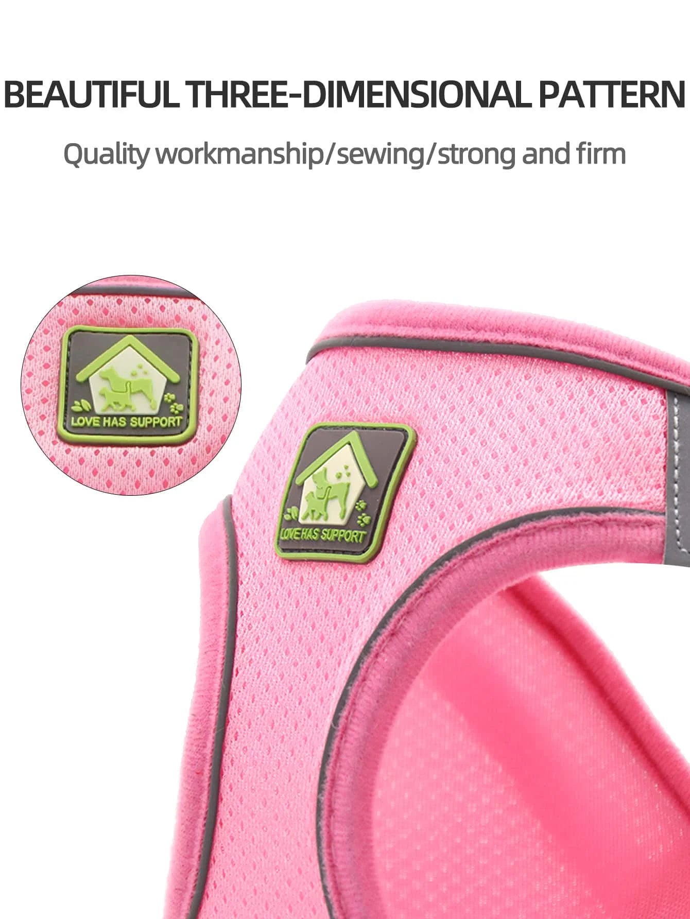 Pink Adjustable Breathable Mesh Pet Harness with Leash for Small Dogs and Cats