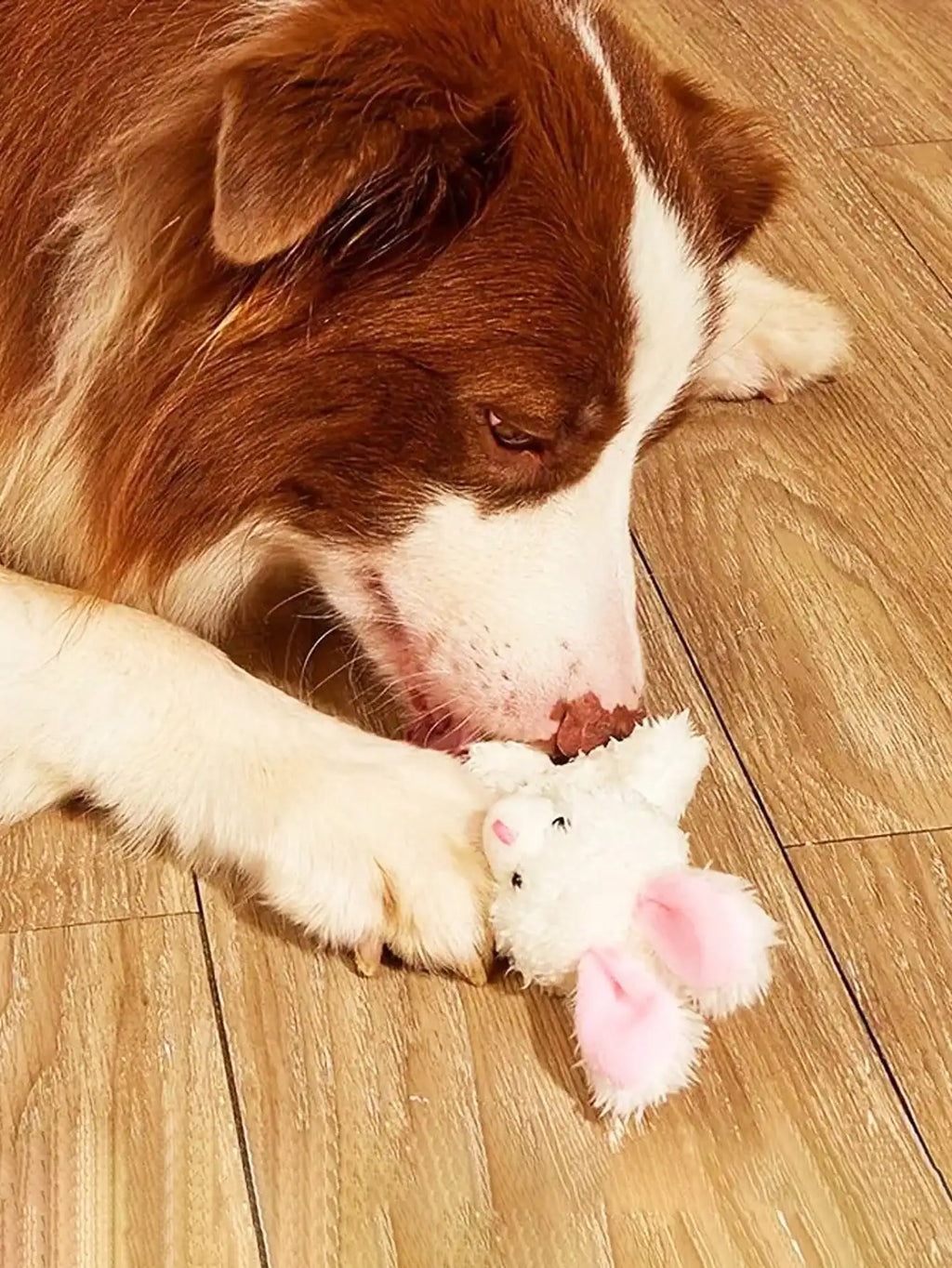 3-Pack White Plush Rabbit Dog Toys with Pink Ears
