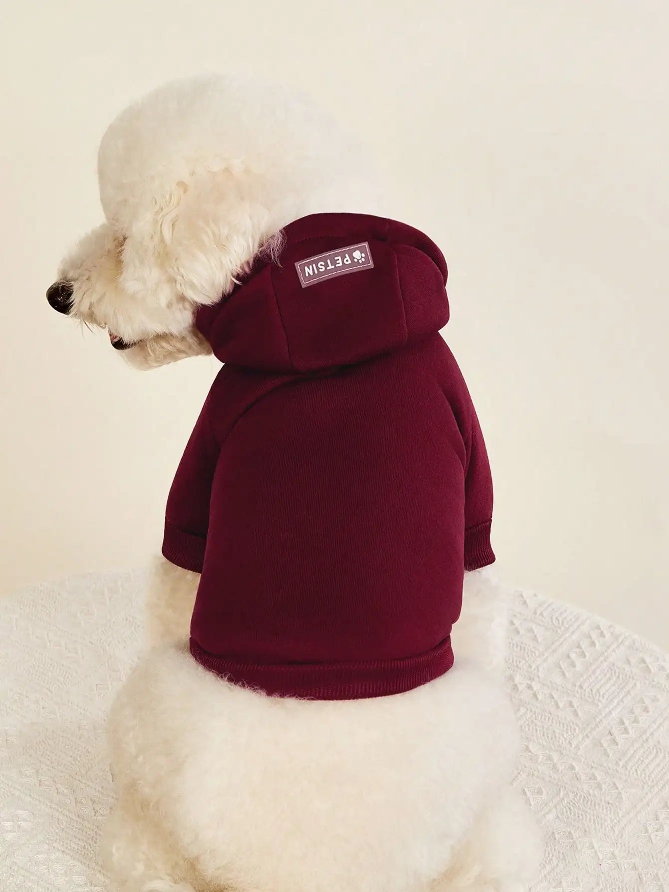 Burgundy Thermal-Lined Pet Hoodie for Small Dogs and Cats