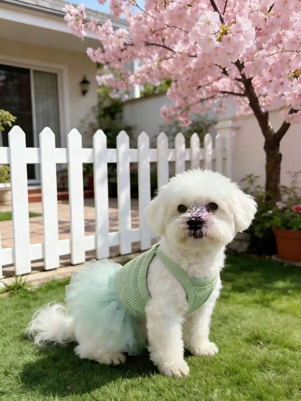 1pc Pink Tulle Sleeveless Pet Dress for Small Dogs & Cats