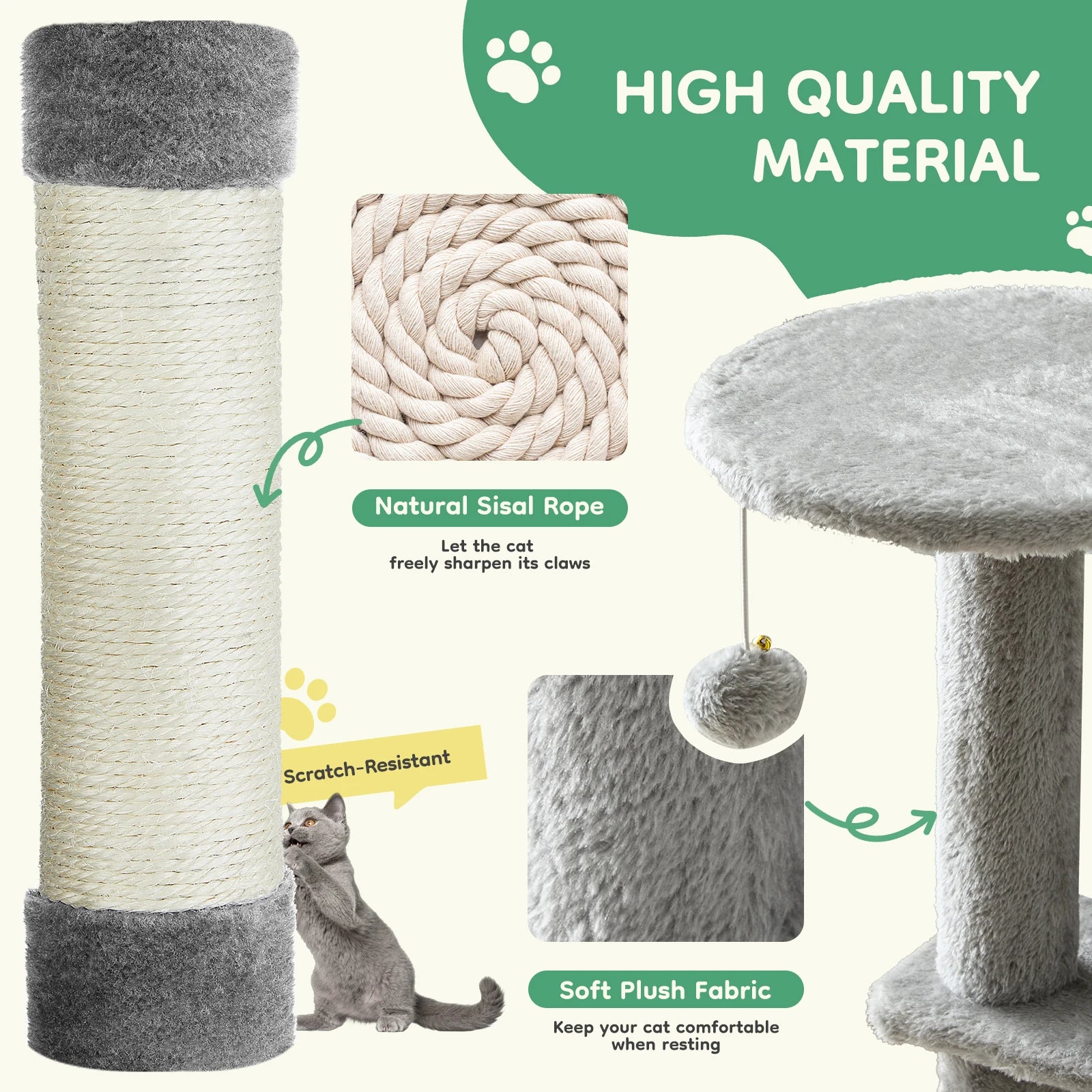 44In Cat Tree Tall Multi-Cat Climbing Tower for Indoor Cat