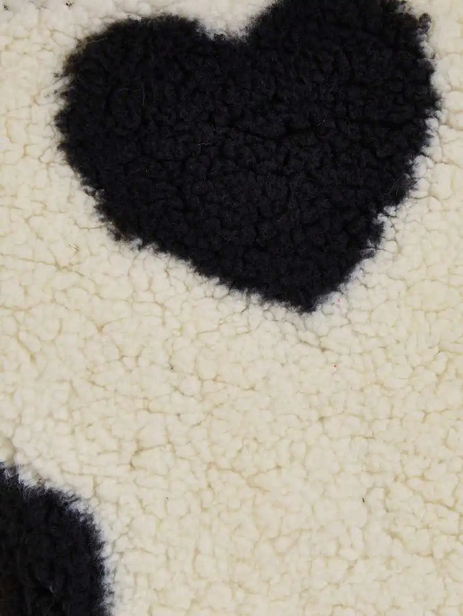 1pc Cream & Black Patchwork Plush Pet Vest for Dogs Cats,