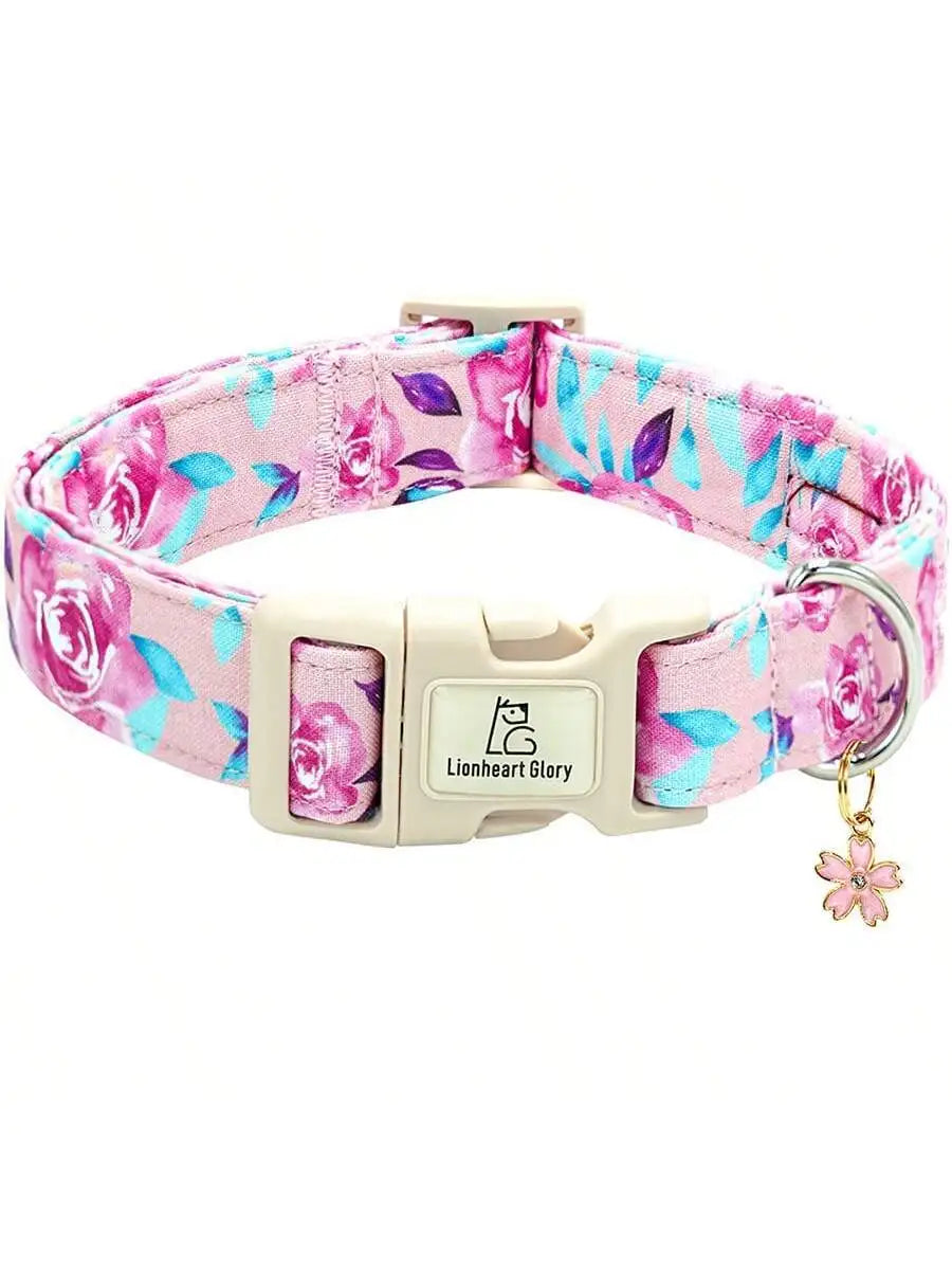 Adjustable Dog Collar with Forest Night Print, Durable Buckle