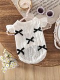 White Lace Pet Dress with Black Bowknots for Cats and Small Dogs