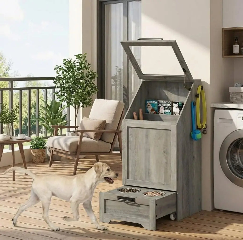 Dog Food Storage Cabinet with Hanger for Feeding