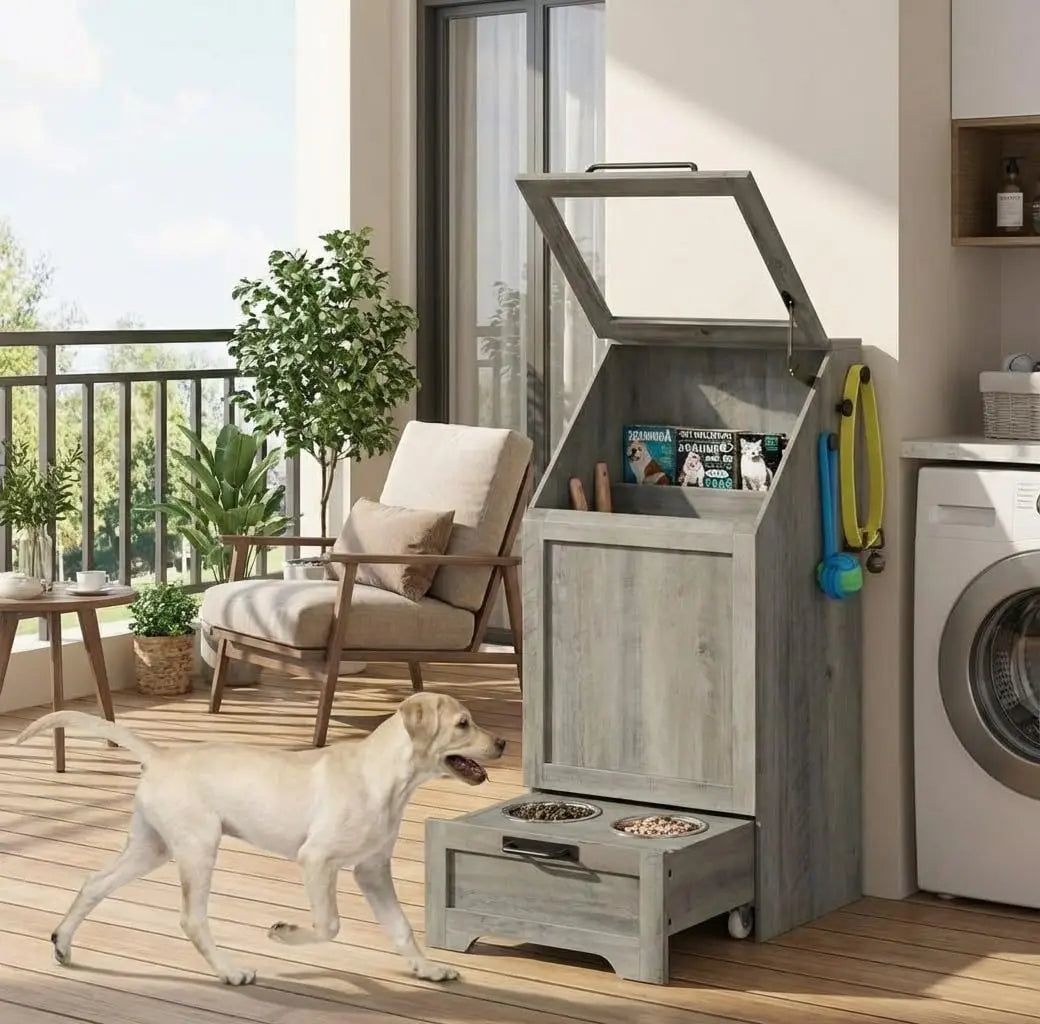 Dog Food Storage Cabinet with Hanger for Feeding