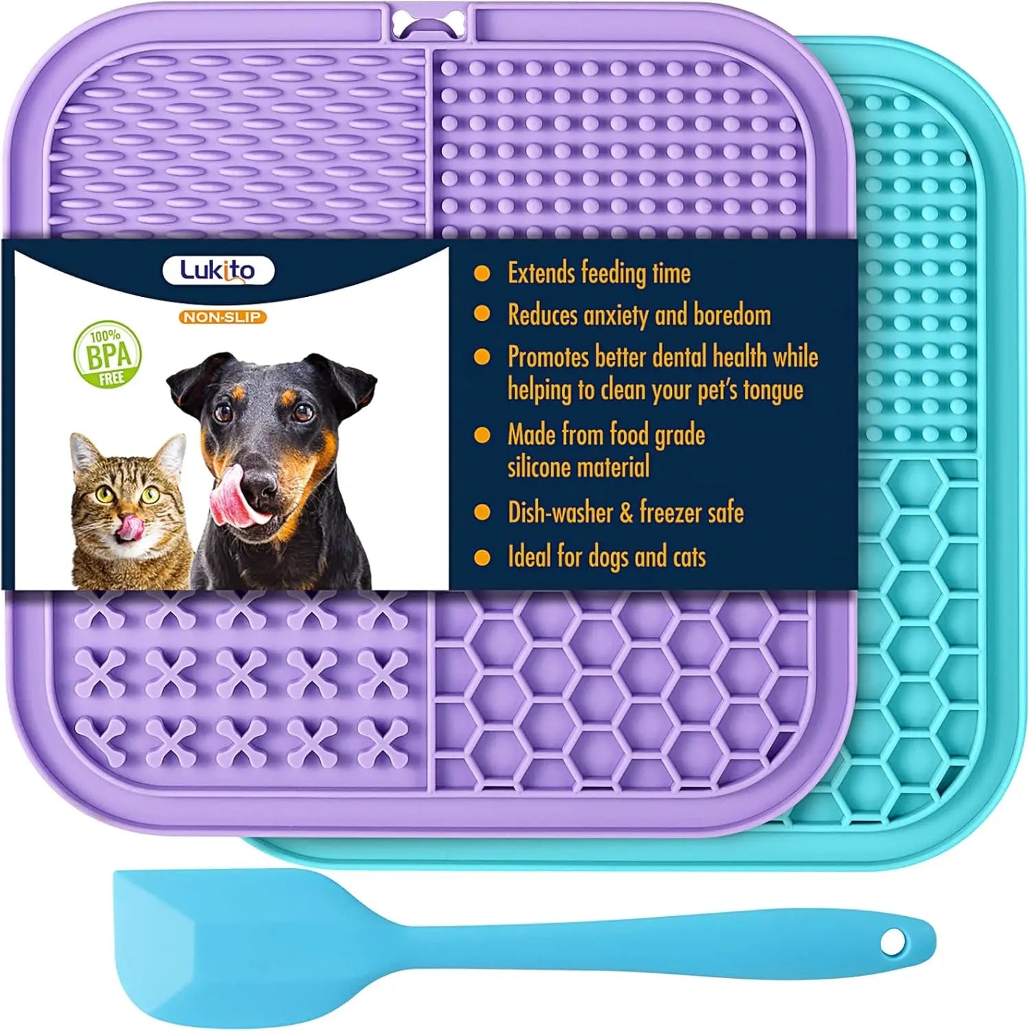 2-Pack Suction Cup Lick Mat for Dogs & Cats