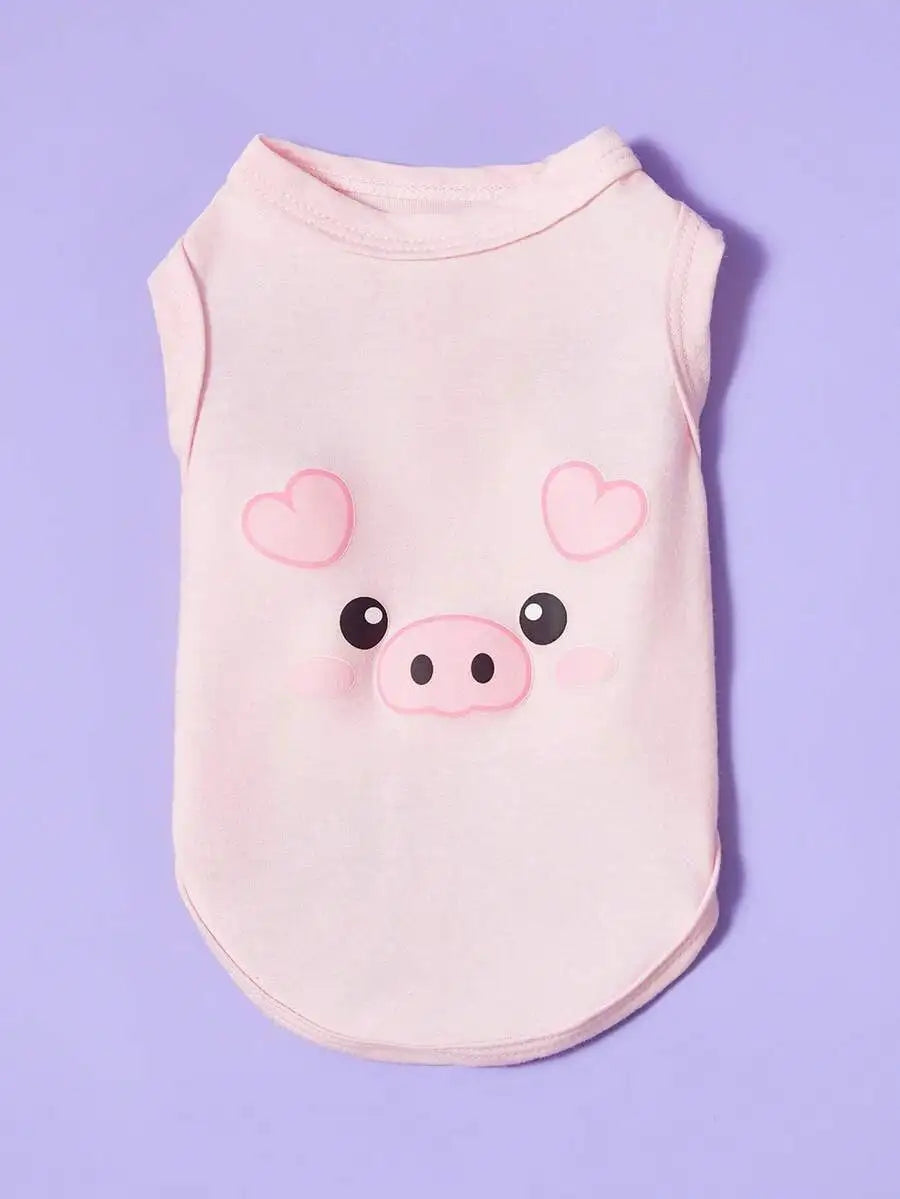 2-Pack Pet Vest for Dogs Cats  Pink Pig Face & Heart